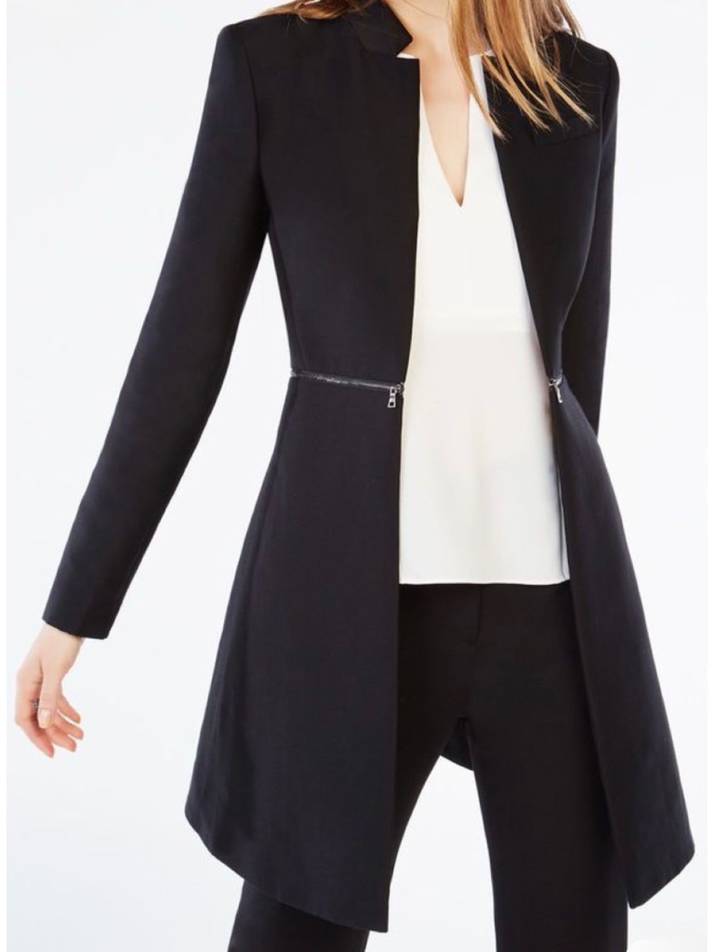 NWOT - BCBGMAXAZRIA Cotton-Silk Blend Arelia Zip-Detail A-line Jacket - Size S
